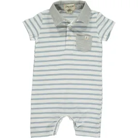 SALTASH ROMPER - GREY WIDE STRIPE