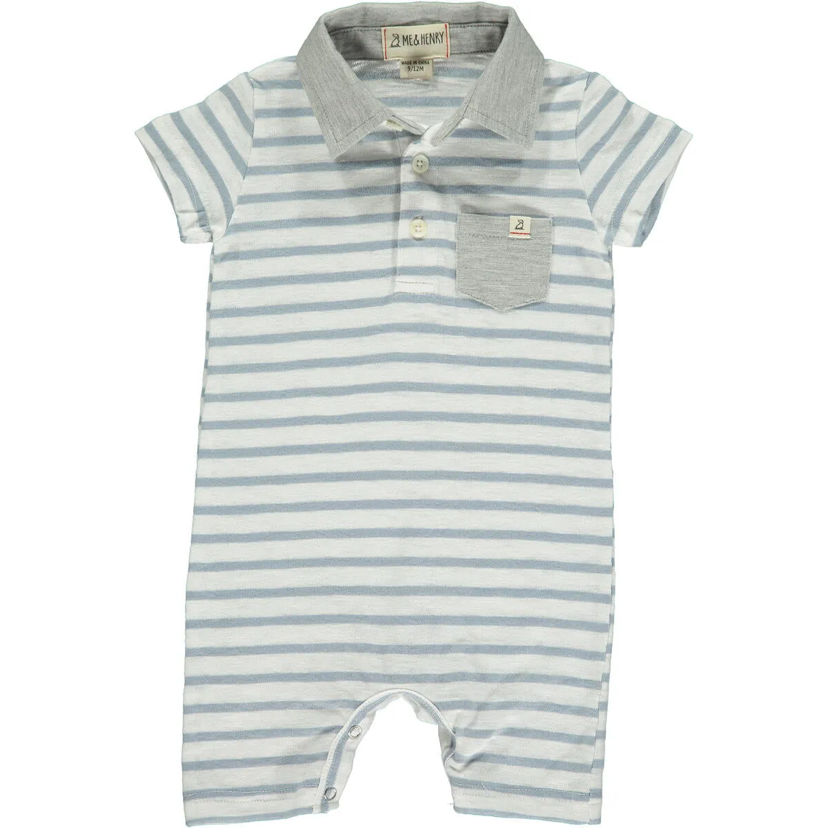 SALTASH ROMPER - GREY WIDE STRIPE