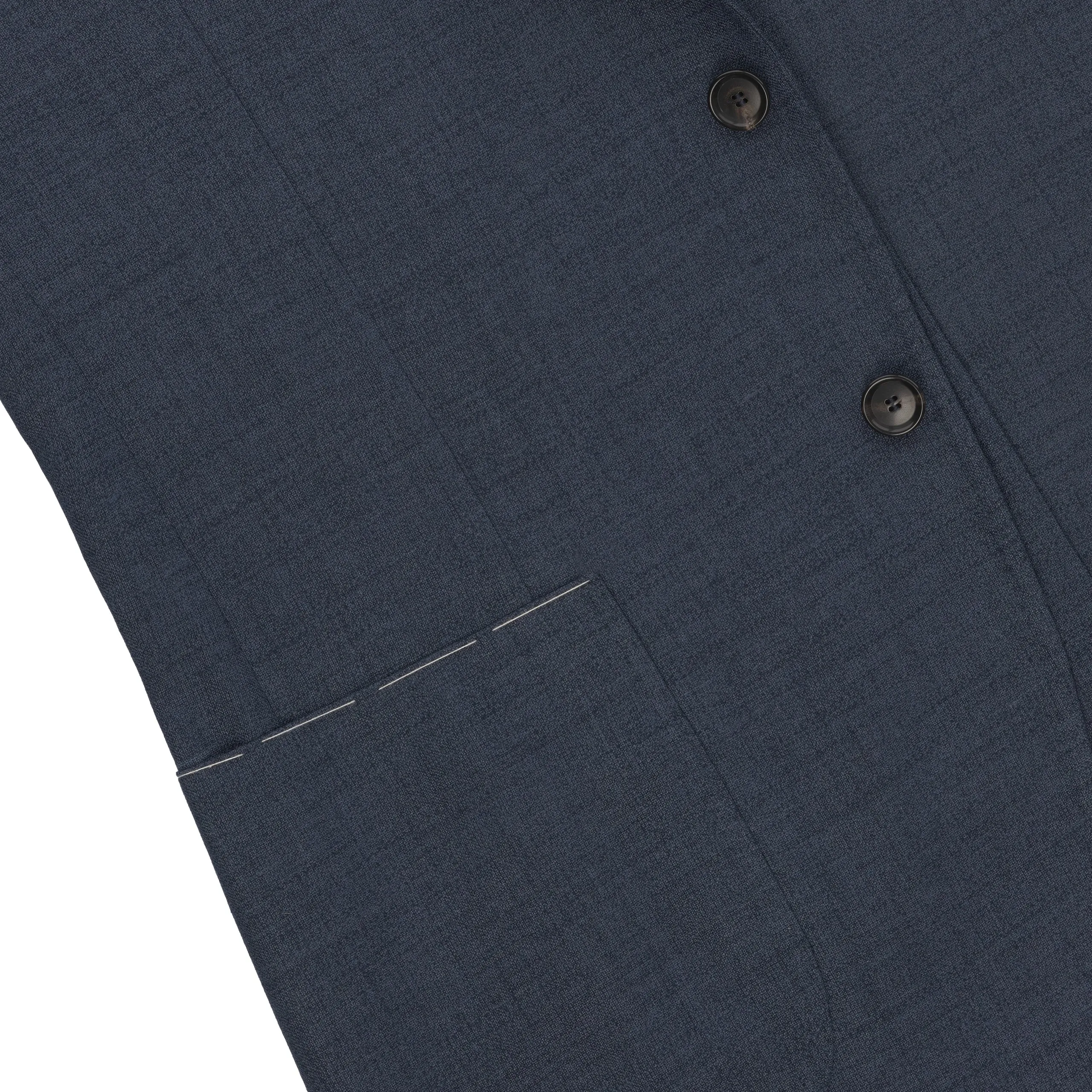 Single-Breasted Viscose-Silk Blend Jacket in Denim Blue