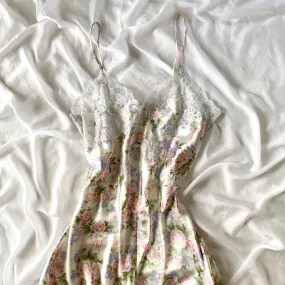 Vintage Victoria's Secret 1980s Gold Label Floral Watercolor Slip Dress